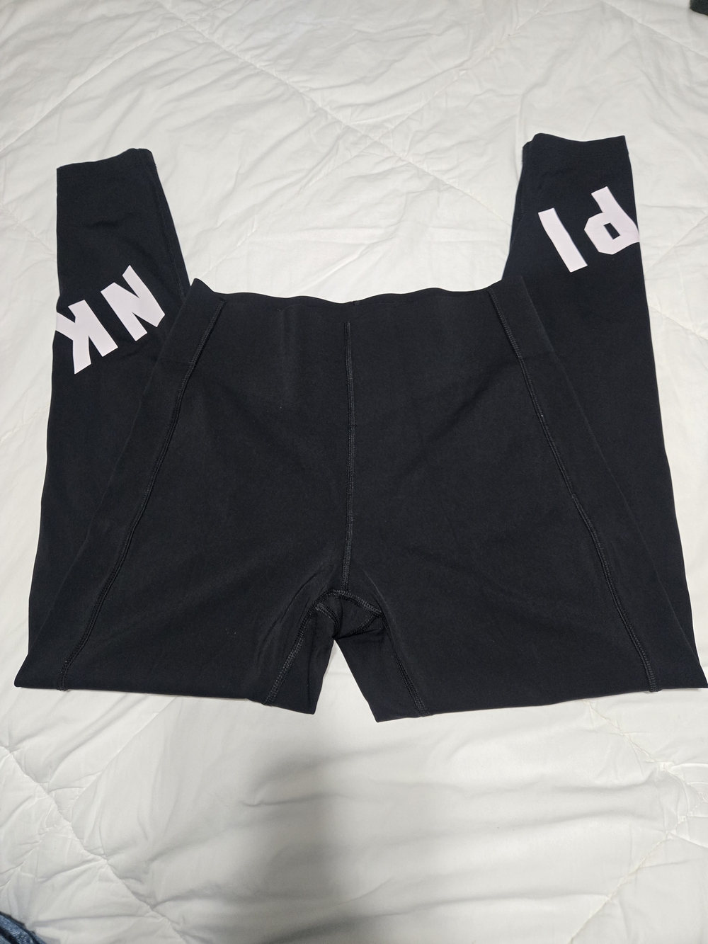 PINK Victoria's Secret Black Leggings with Light Pink Logo Panels
